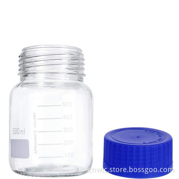 500ml Wide Mouth Lab Glass Bottles for Reagent and Media Storage